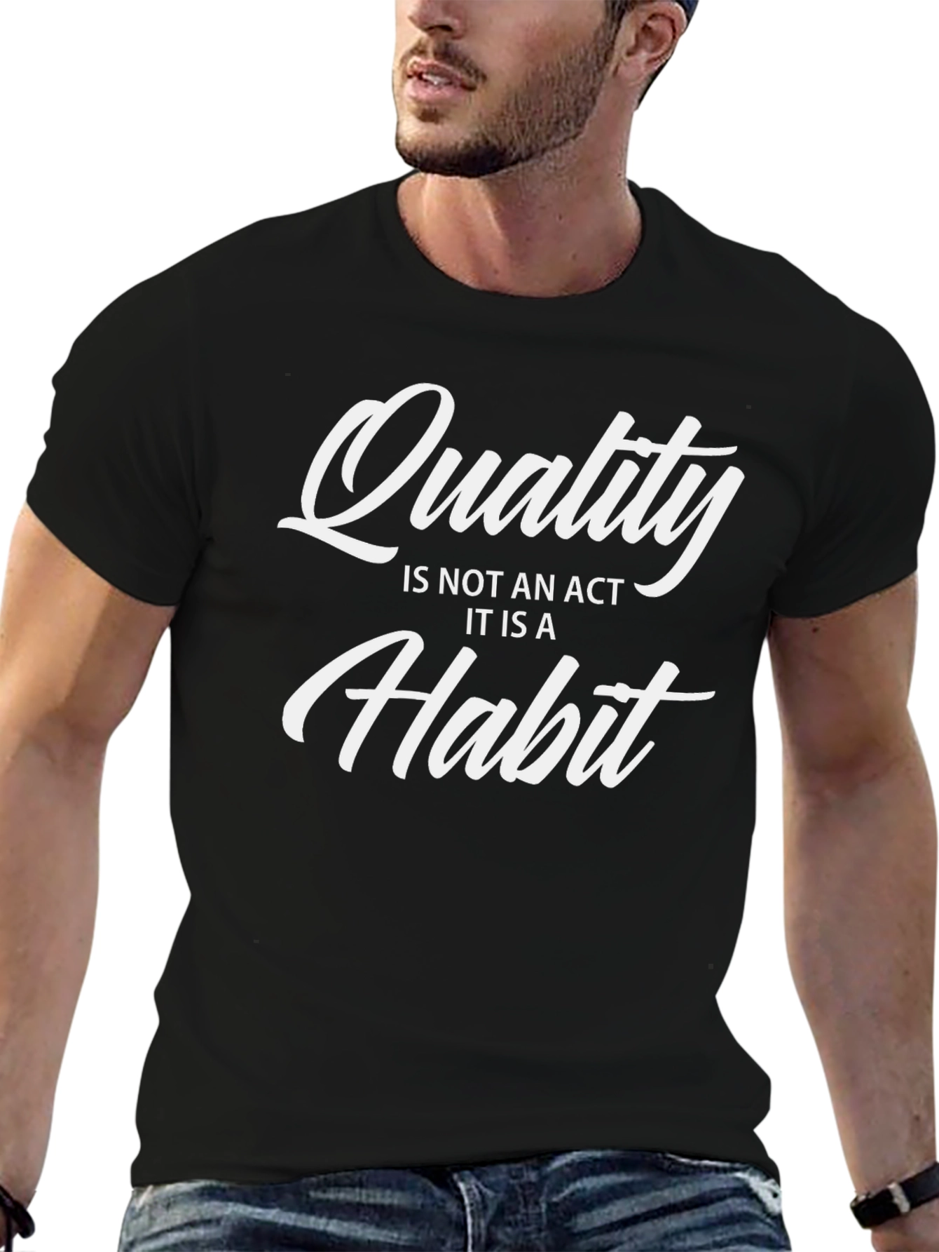 Quality Habit Graphic Tee - Black Cotton Casual Shirt