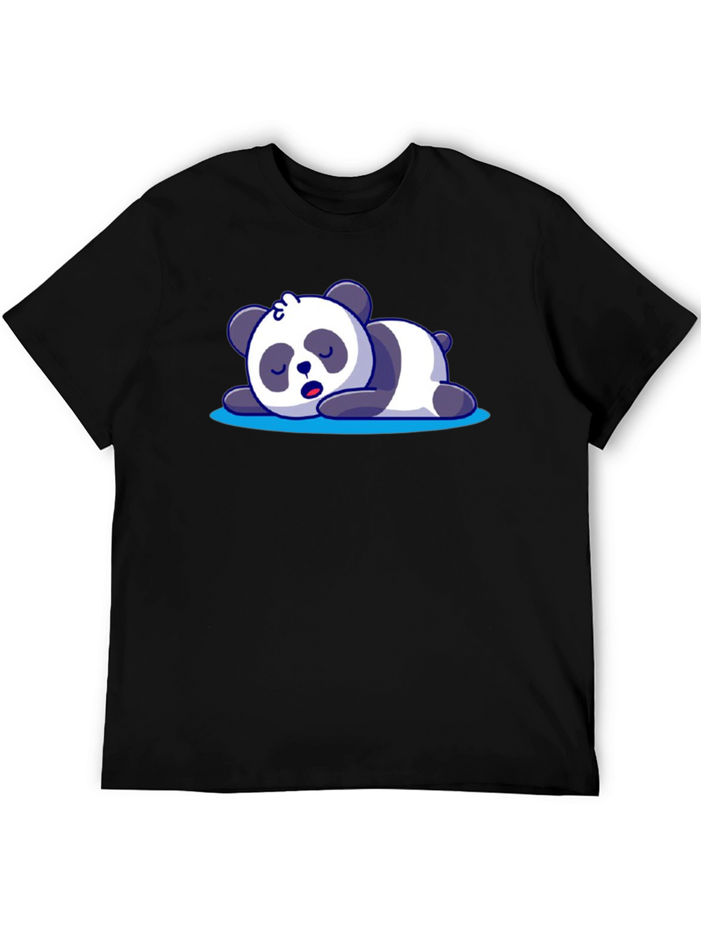 Cute Sleeping Panda Graphic Tee - Black