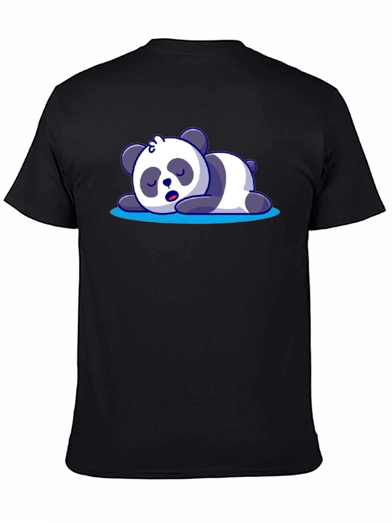 Cute Sleeping Panda Graphic Tee - Black
