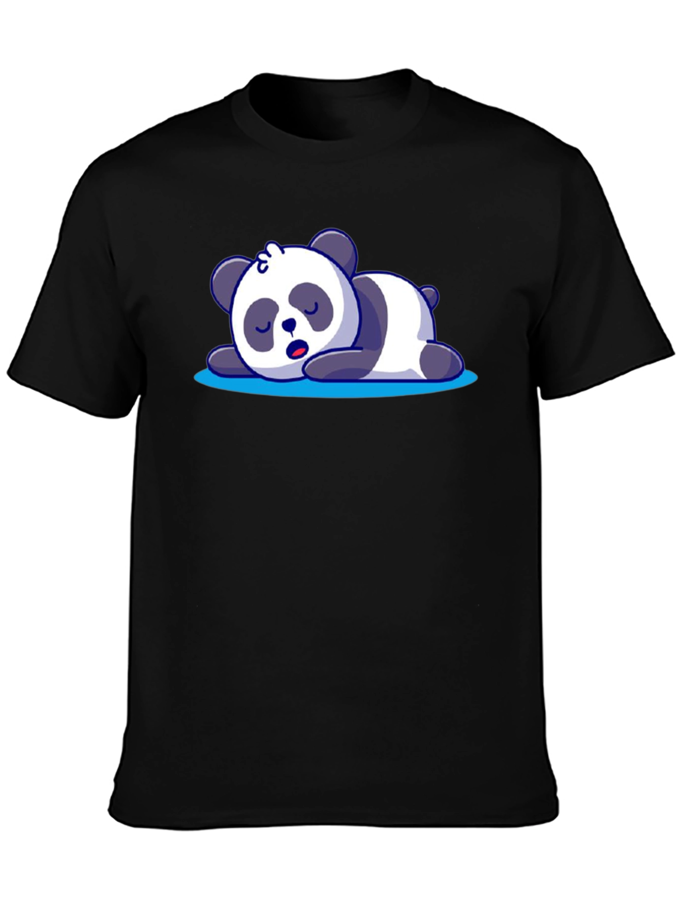 Cute Sleeping Panda Graphic Tee - Black