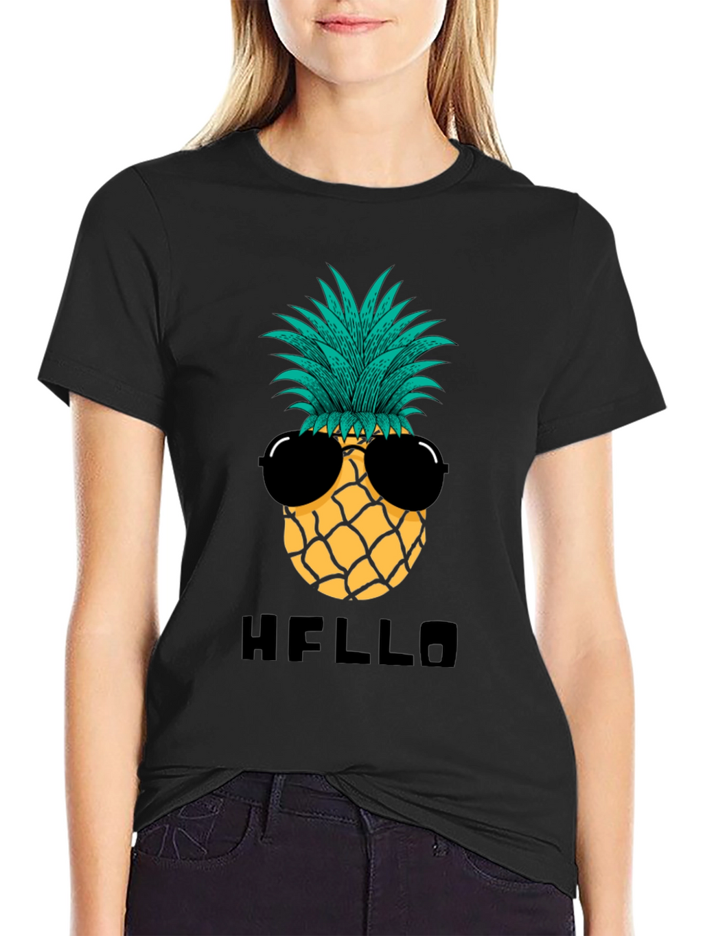 Cool Pineapple Graphic Tee - Black Cotton Shirt