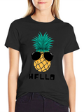 Cool Pineapple Graphic Tee - Black Cotton Shirt