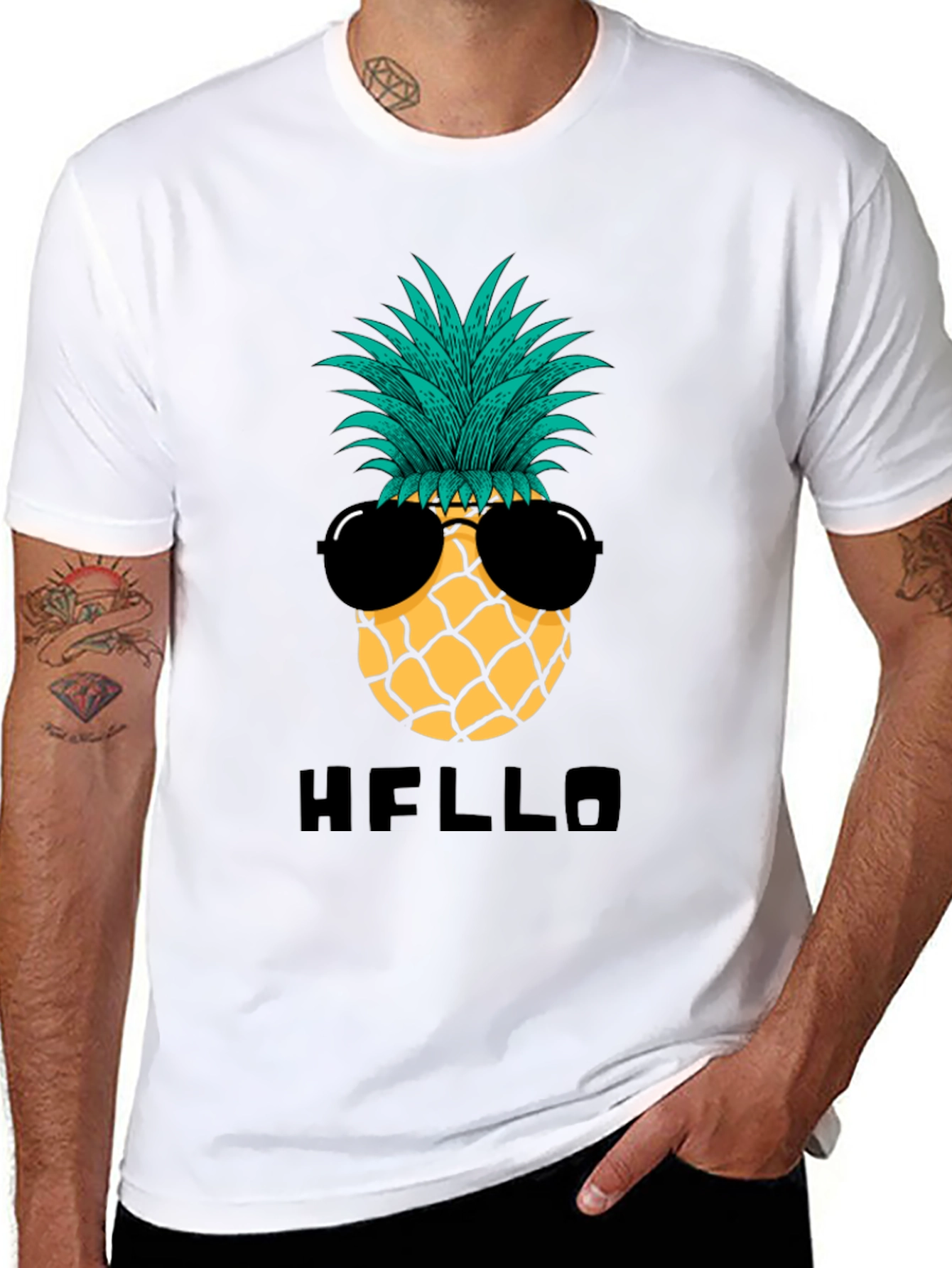 Cool Pineapple Graphic Tee - Black Cotton Shirt