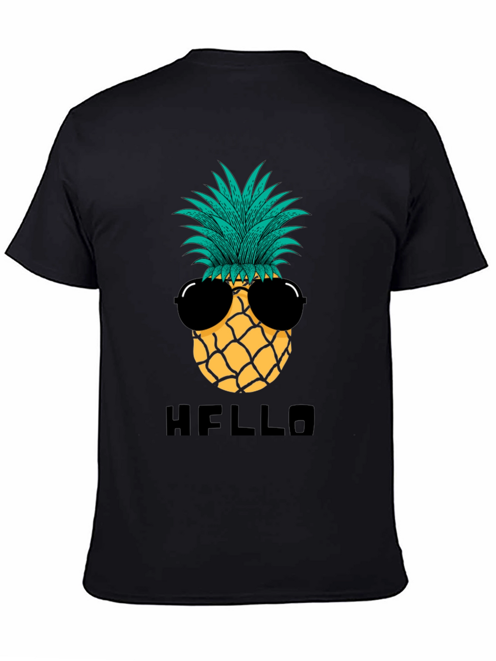 Cool Pineapple Graphic Tee - Black Cotton Shirt