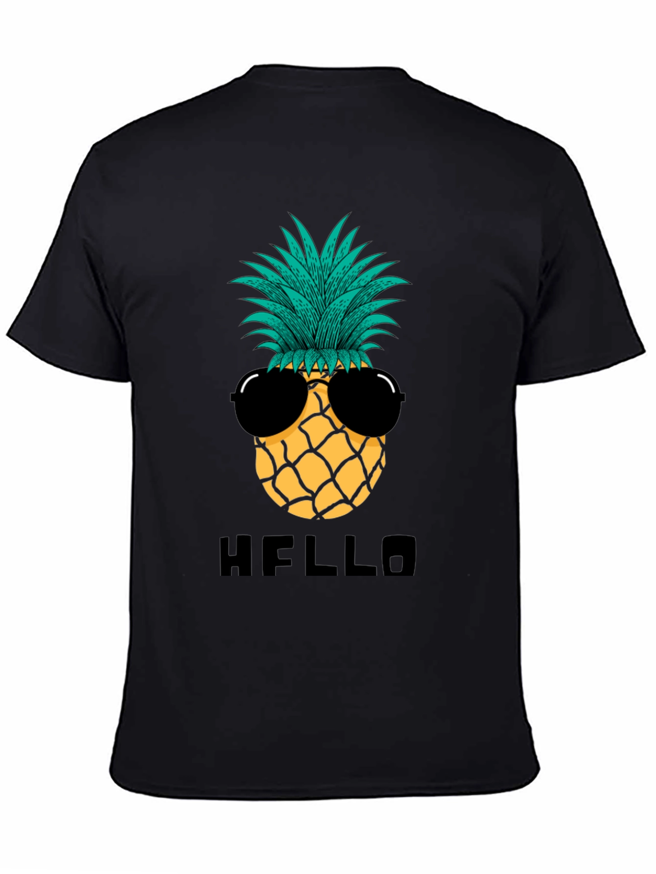 Cool Pineapple Graphic Tee - Black Cotton Shirt