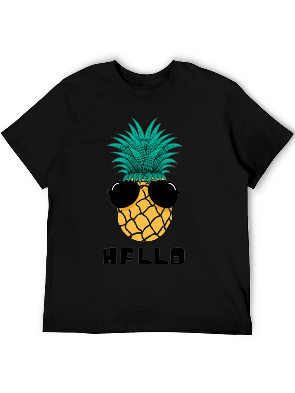 Cool Pineapple Graphic Tee - Black Cotton Shirt