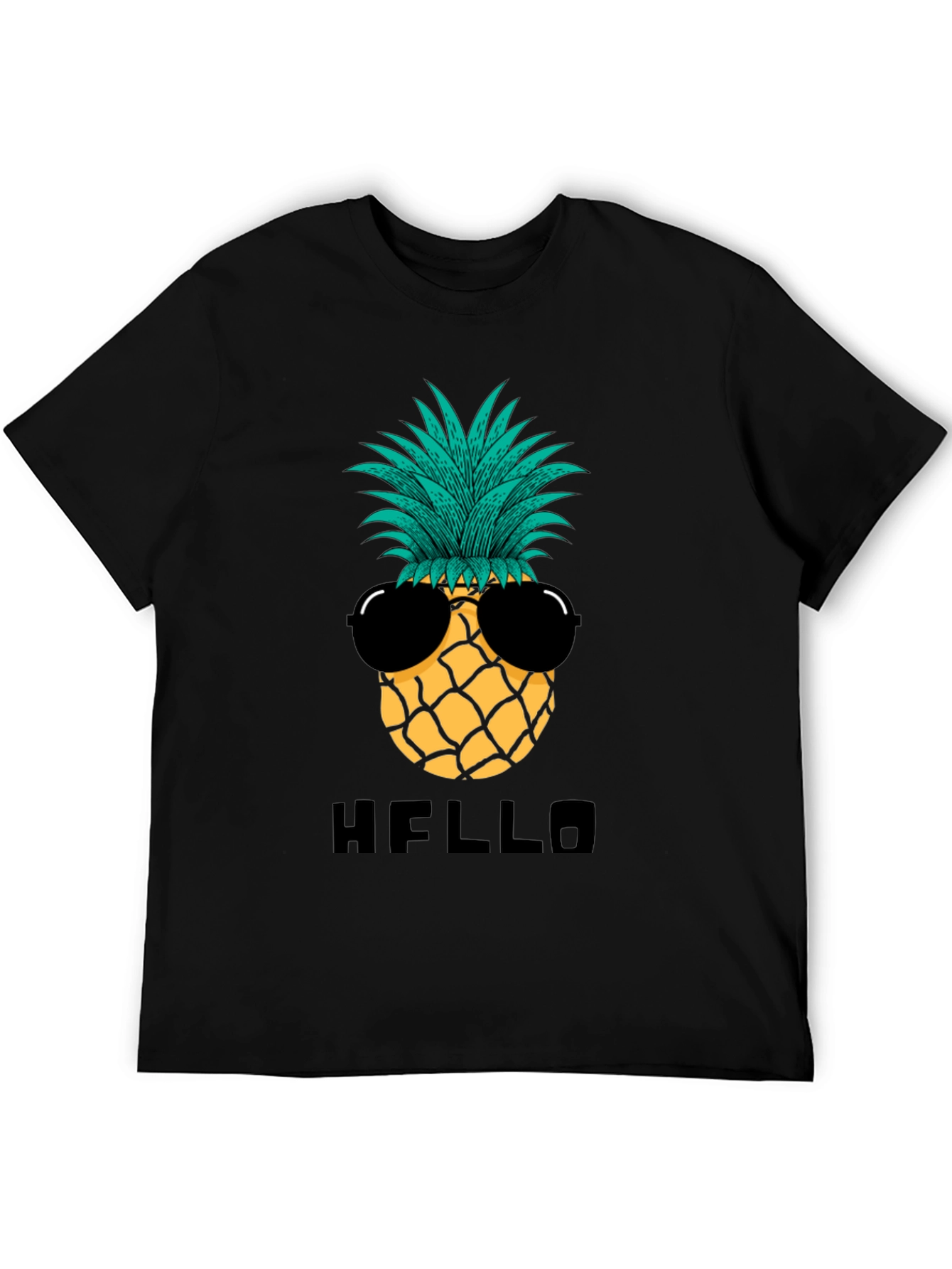 Cool Pineapple Graphic Tee - Black Cotton Shirt