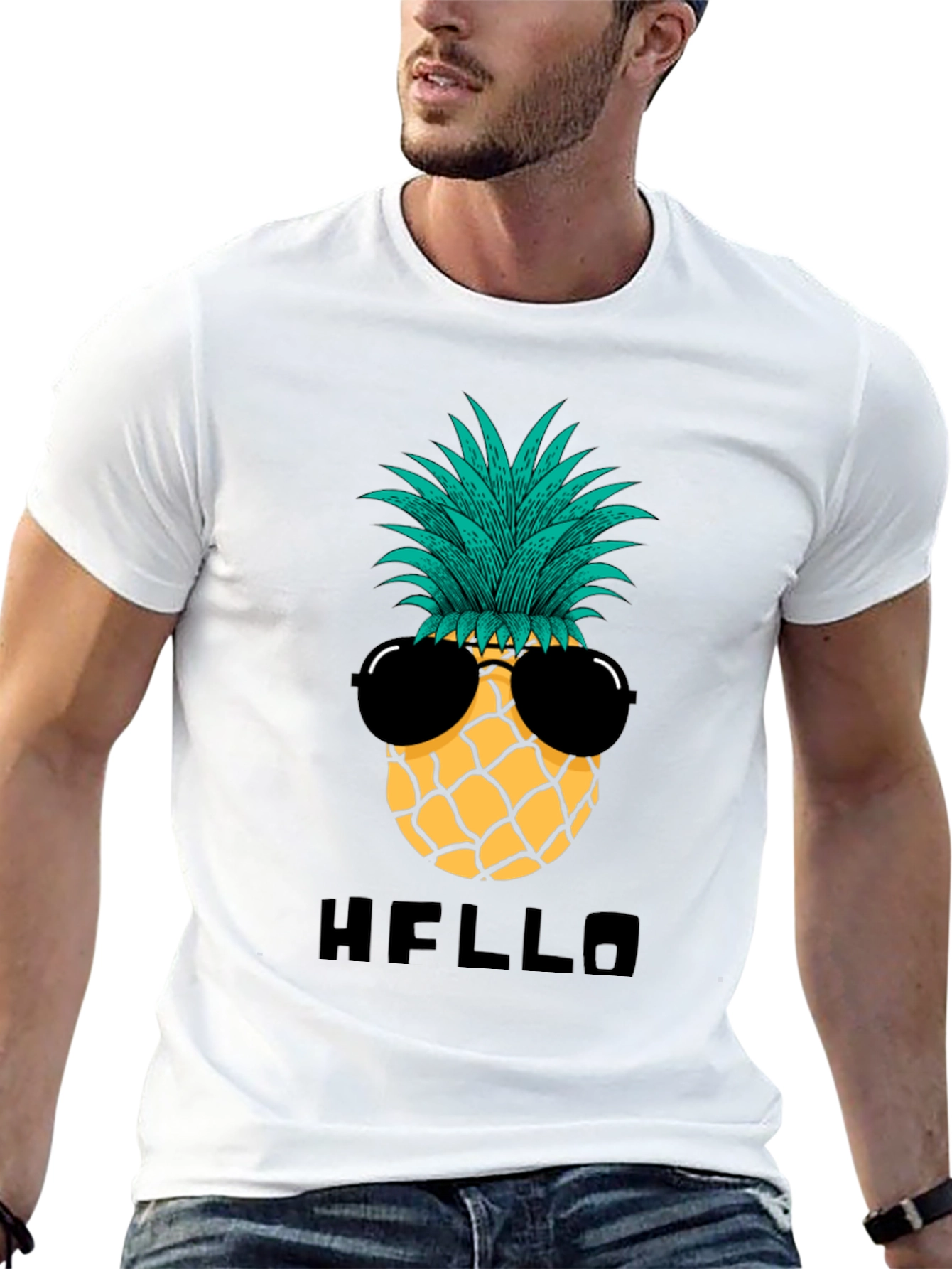 Cool Pineapple Graphic Tee - Black Cotton Shirt