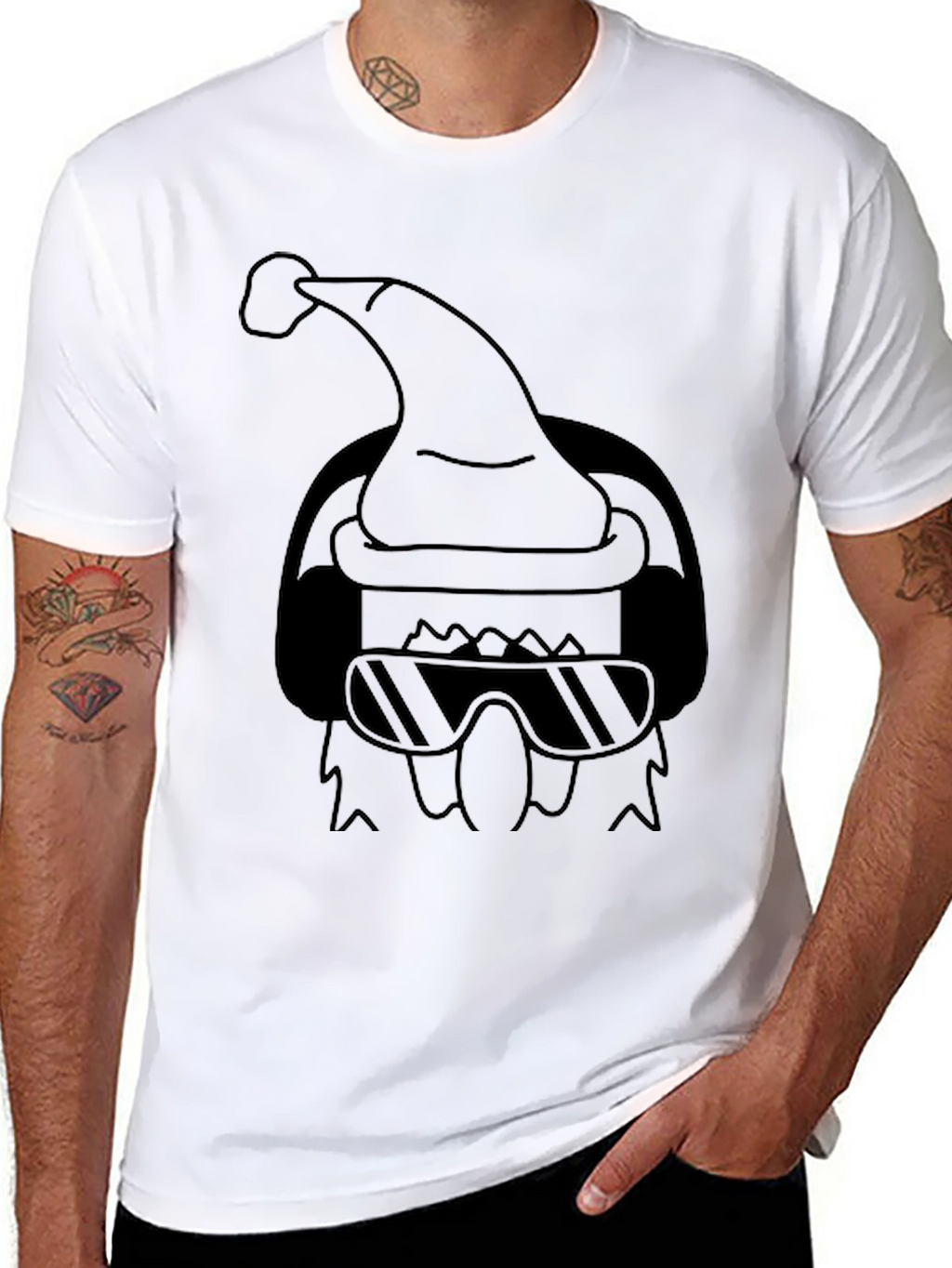 Cool Santa Graphic Tee - Black