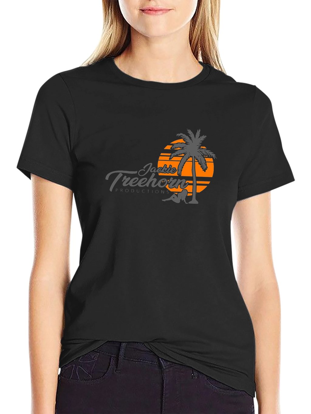 Jackie Treehorn T-Shirt - Retro Sunset Palm Design