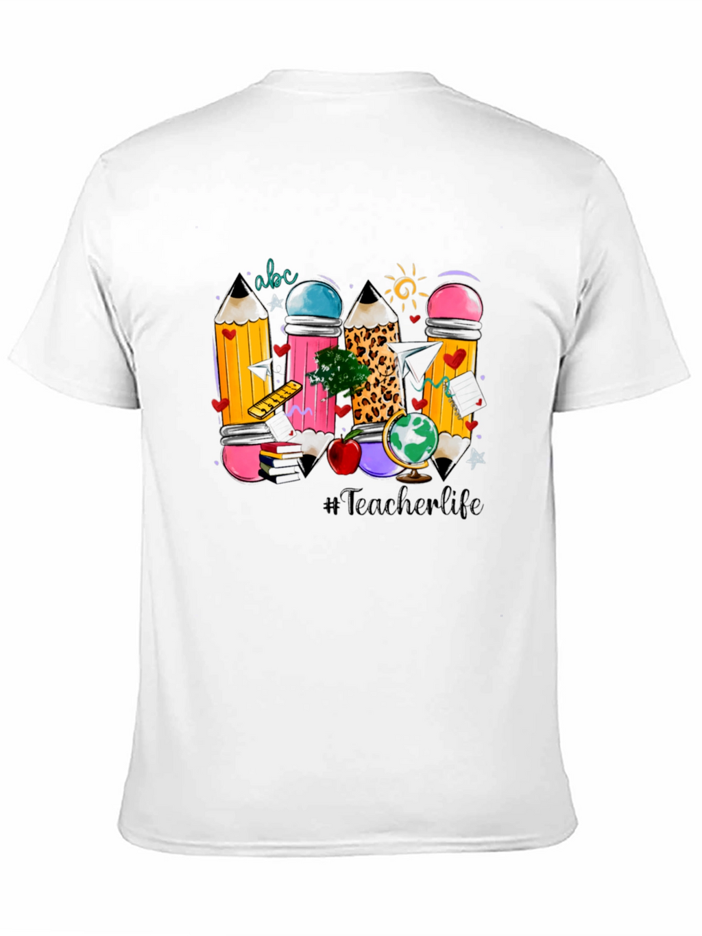 Teacher Life Pencil Design Black T-Shirt