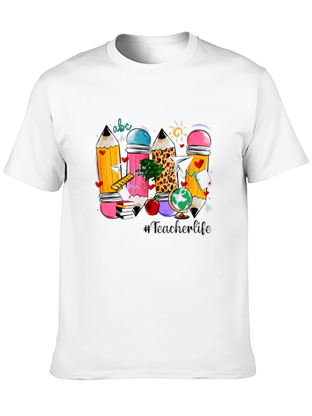 Teacher Life Pencil Design Black T-Shirt