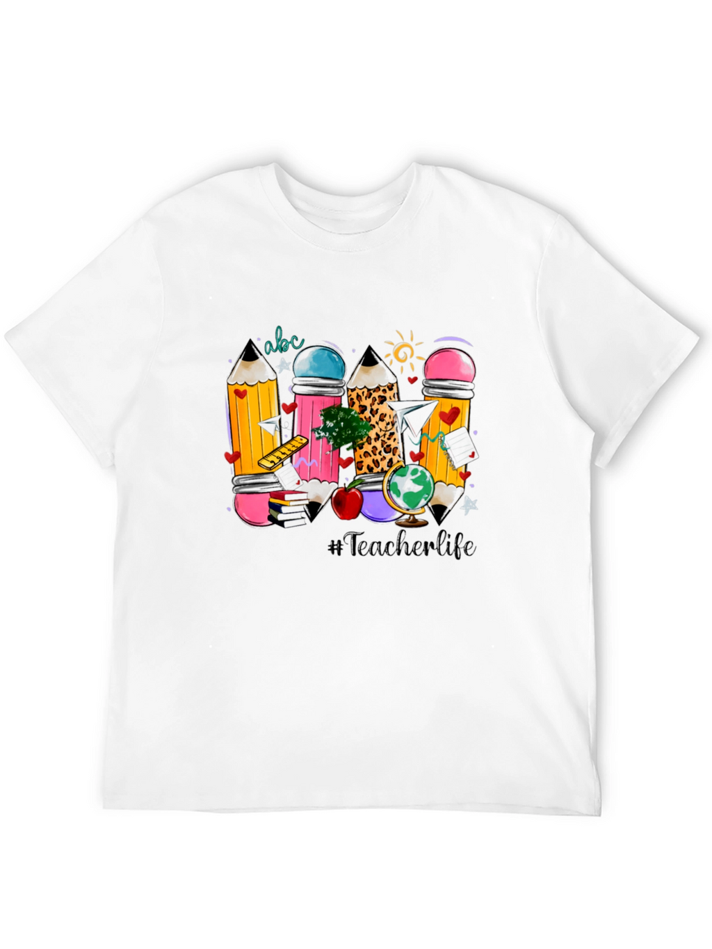 Teacher Life Pencil Design Black T-Shirt