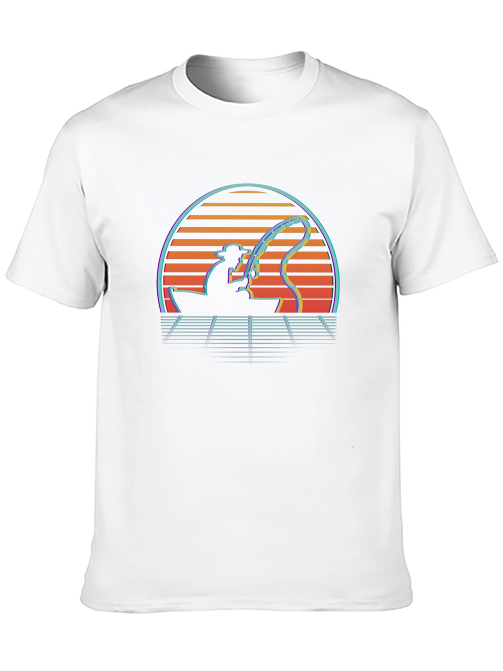 Retro Fishing T-Shirt - Sunset Fisherman Tee