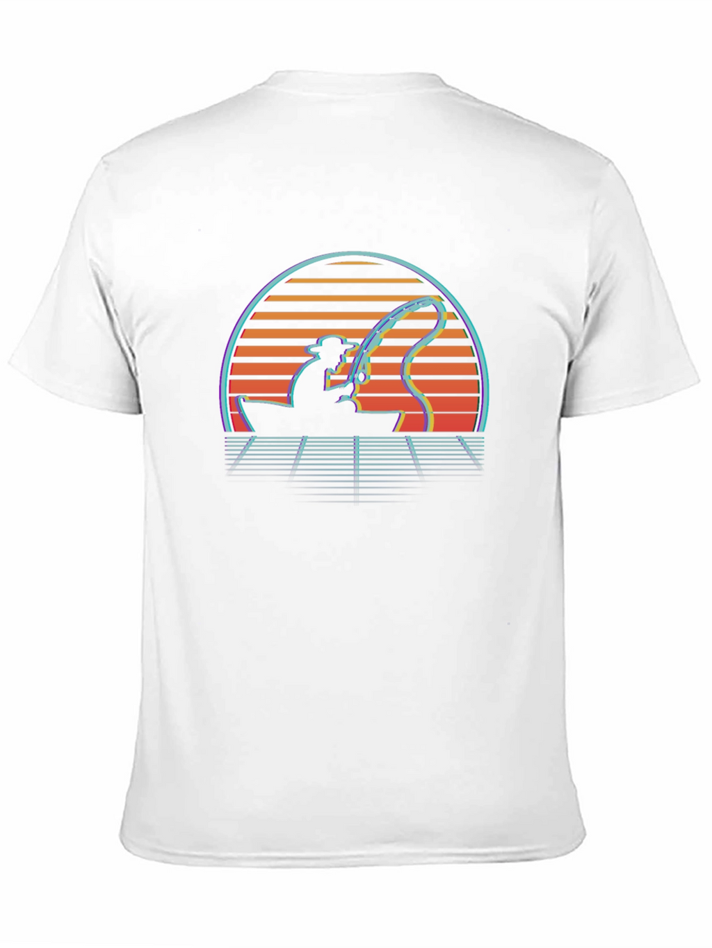 Retro Fishing T-Shirt - Sunset Fisherman Tee