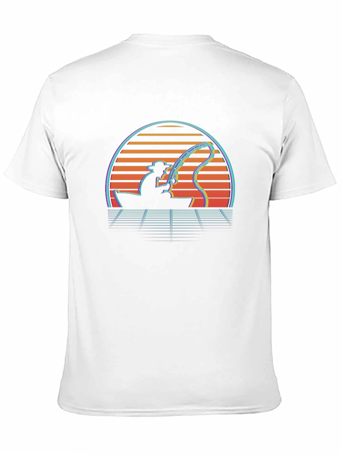 Retro Fishing T-Shirt - Sunset Fisherman Tee