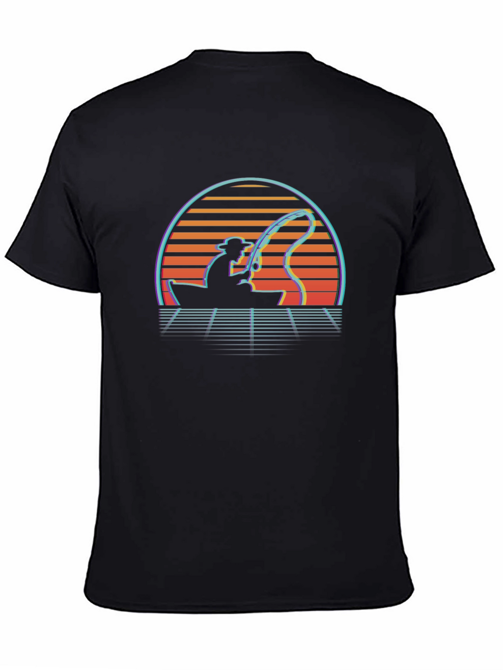 Retro Fishing T-Shirt - Sunset Fisherman Tee