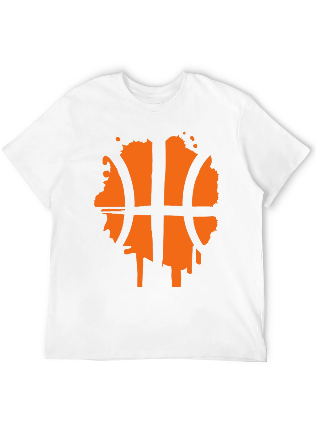 Mens Black T-Shirt with Orange Basketball Graphic