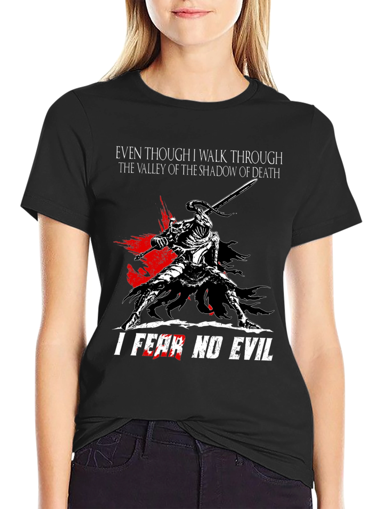 Shadow of Death T-Shirt: Fear No Evil Knight Design