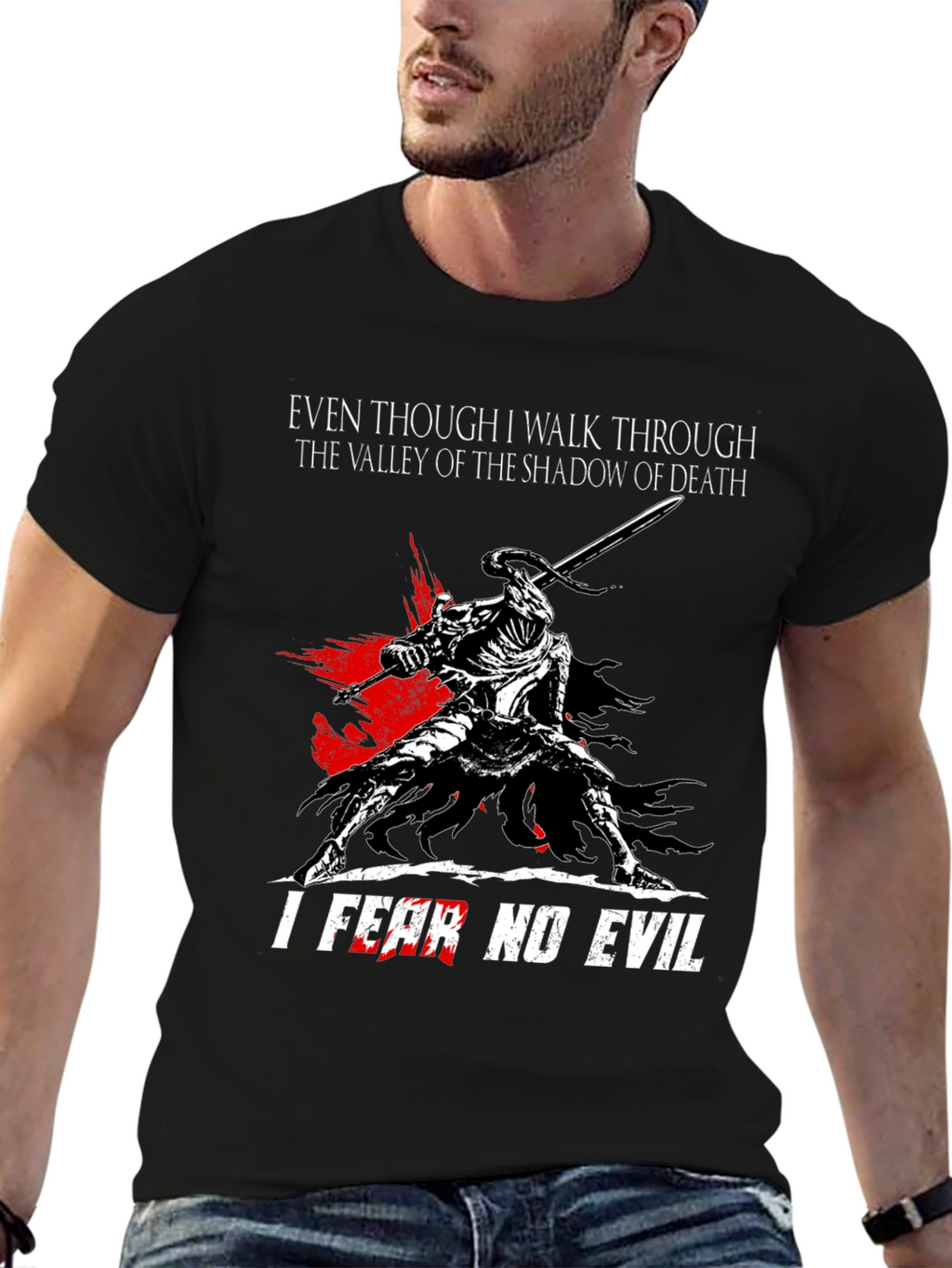 Shadow of Death T-Shirt: Fear No Evil Knight Design