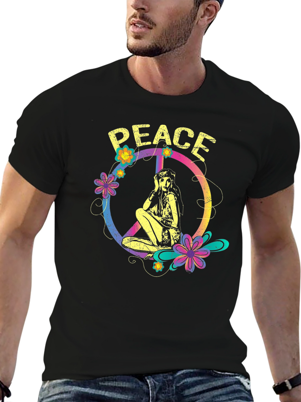 Peace Sign Girl Graphic T-Shirt