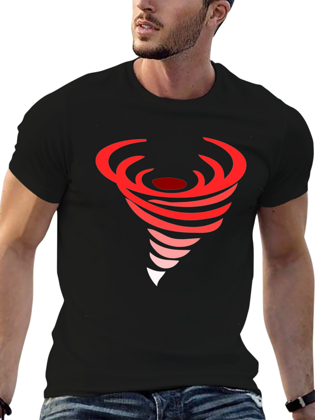 Red Tornado Graphic Black T-Shirt