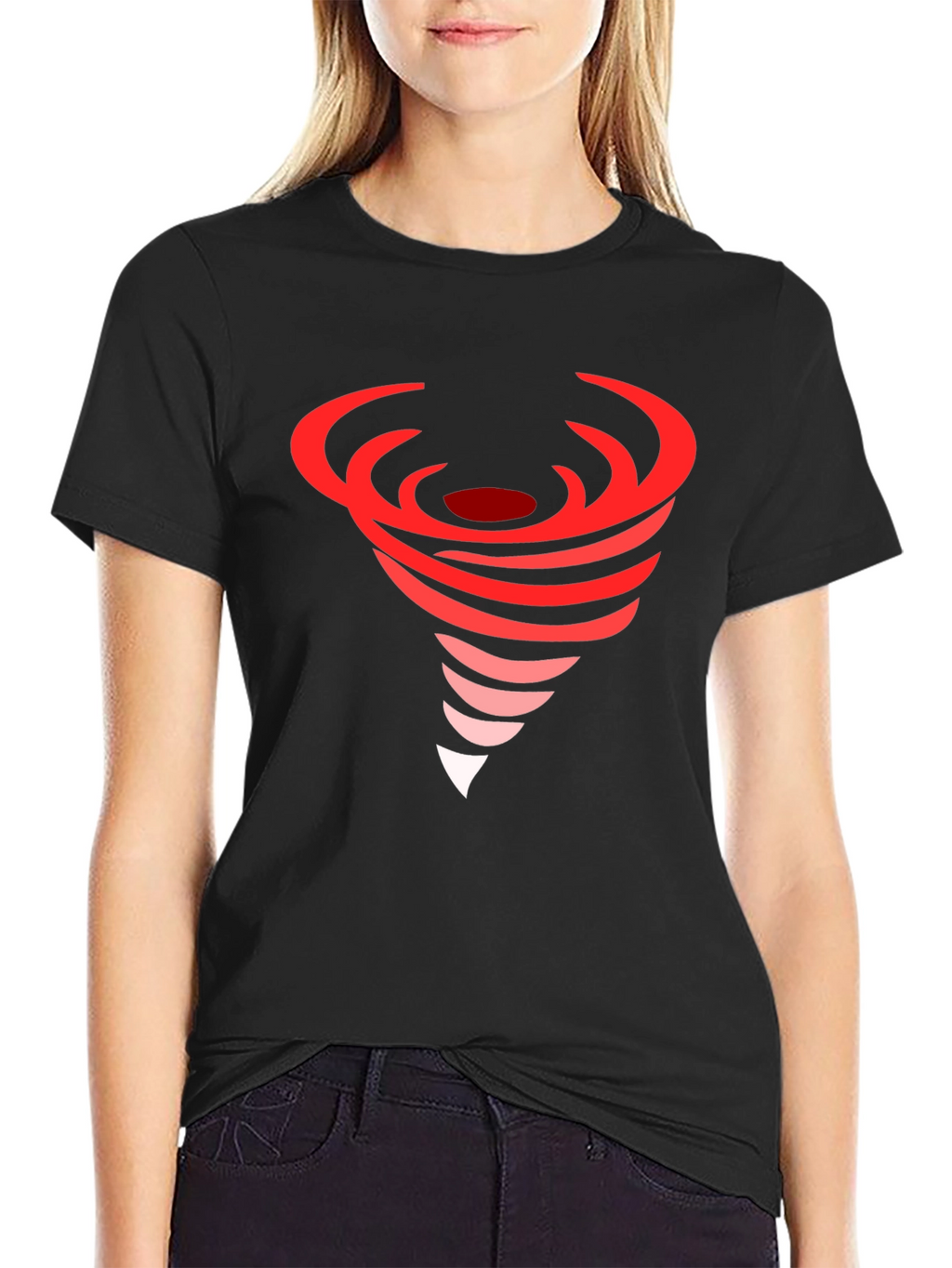 Red Tornado Graphic Black T-Shirt