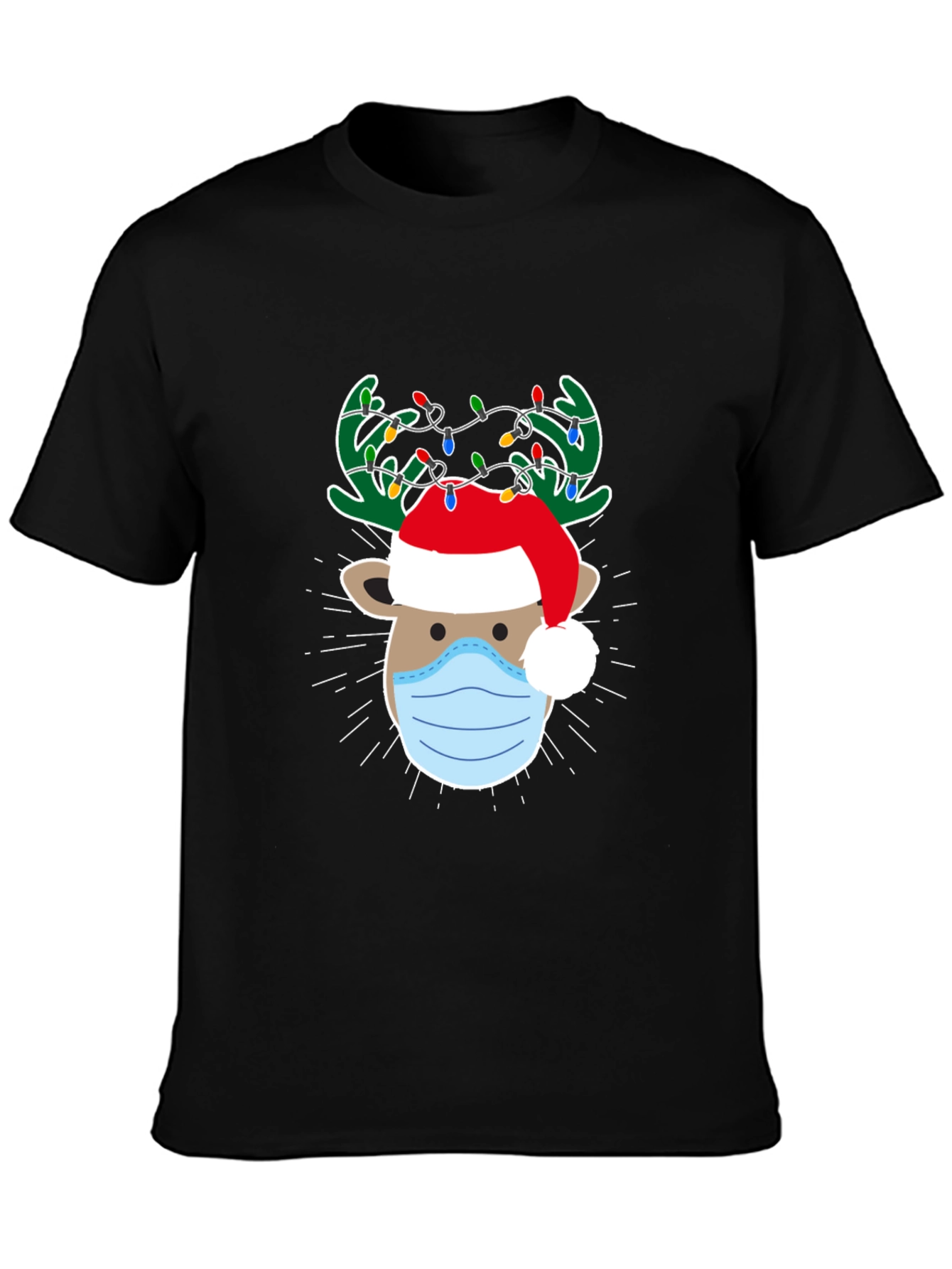 Christmas Reindeer Face Mask T-Shirt