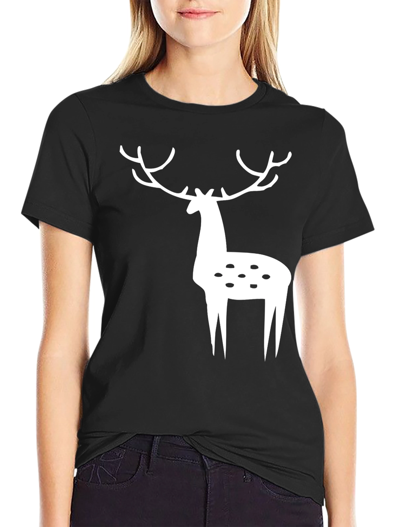 Deer Graphic Tee - Black Casual Shirt