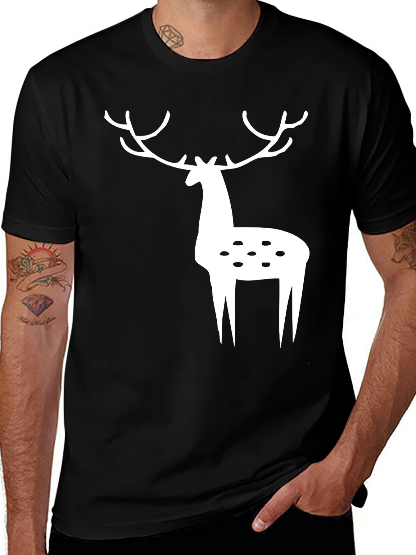 Deer Graphic Tee - Black Casual Shirt