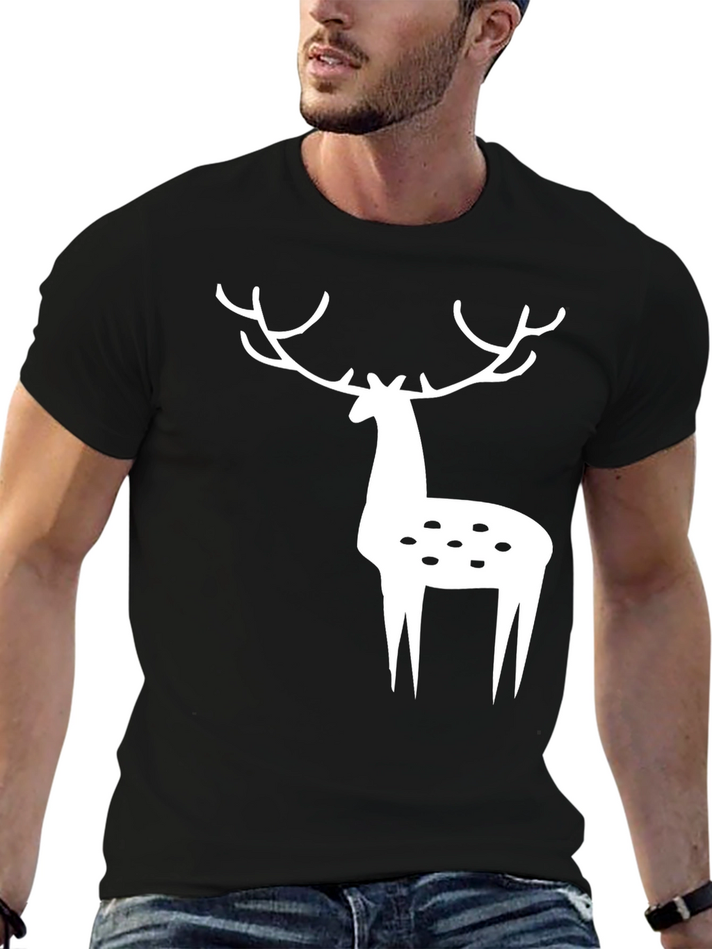 Deer Graphic Tee - Black Casual Shirt