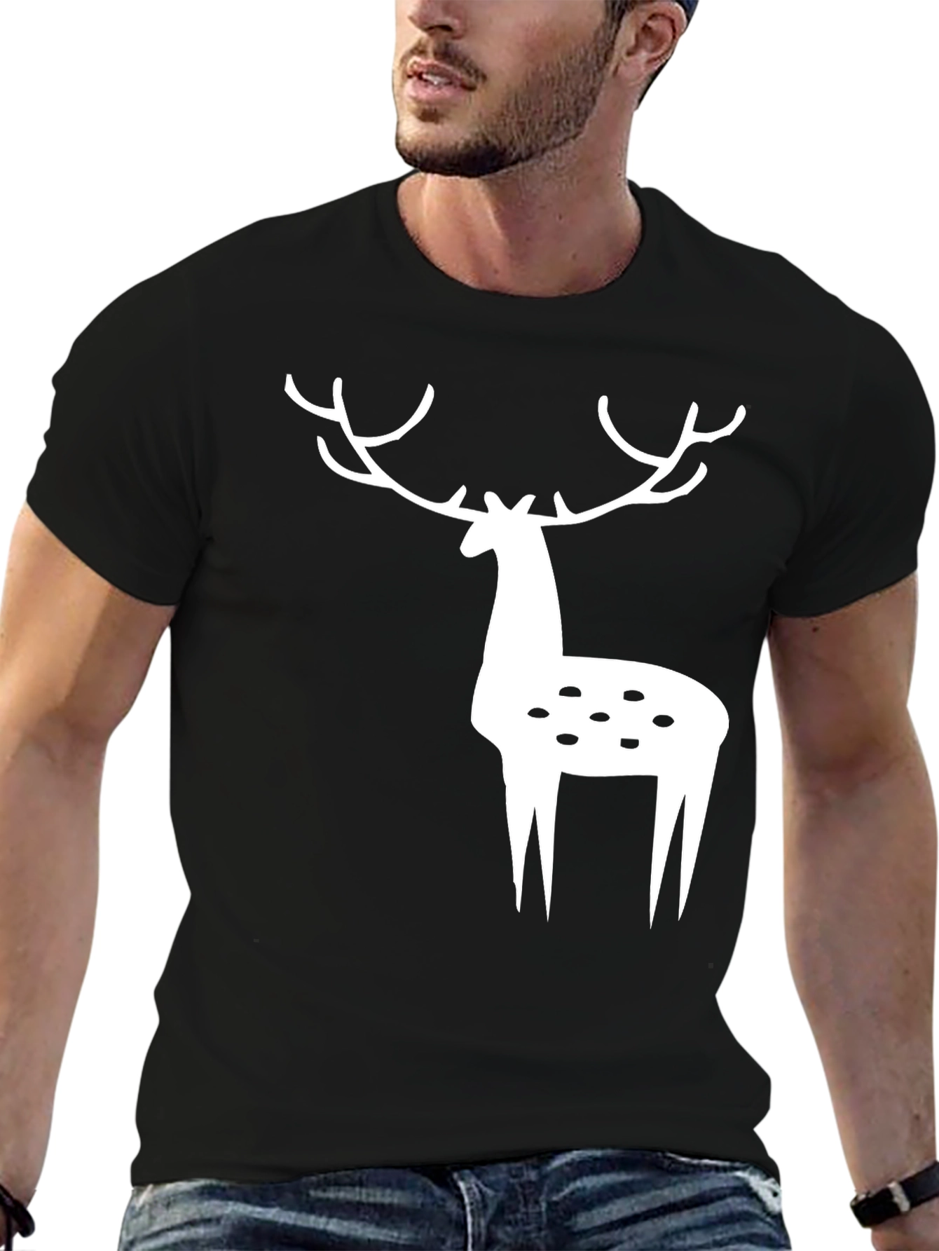 Deer Graphic Tee - Black Casual Shirt