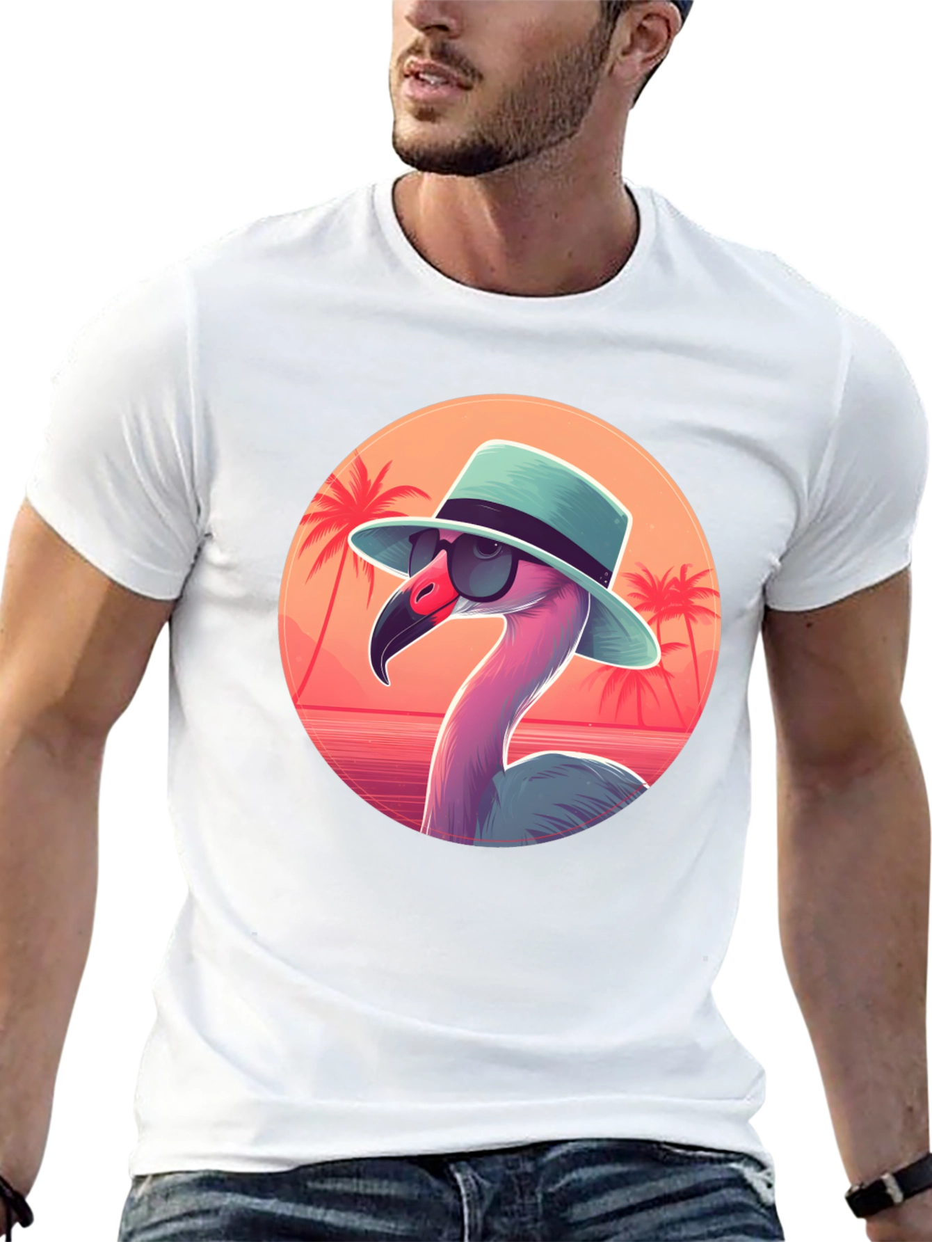 Cool Flamingo Graphic Tee - Black Cotton T-Shirt