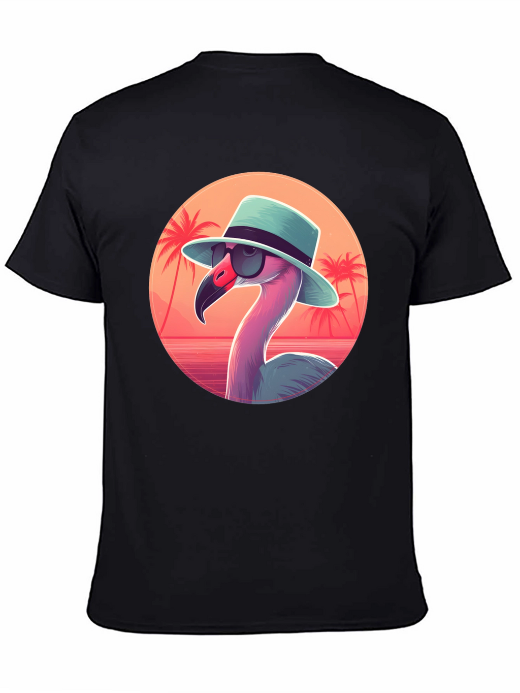 Cool Flamingo Graphic Tee - Black Cotton T-Shirt