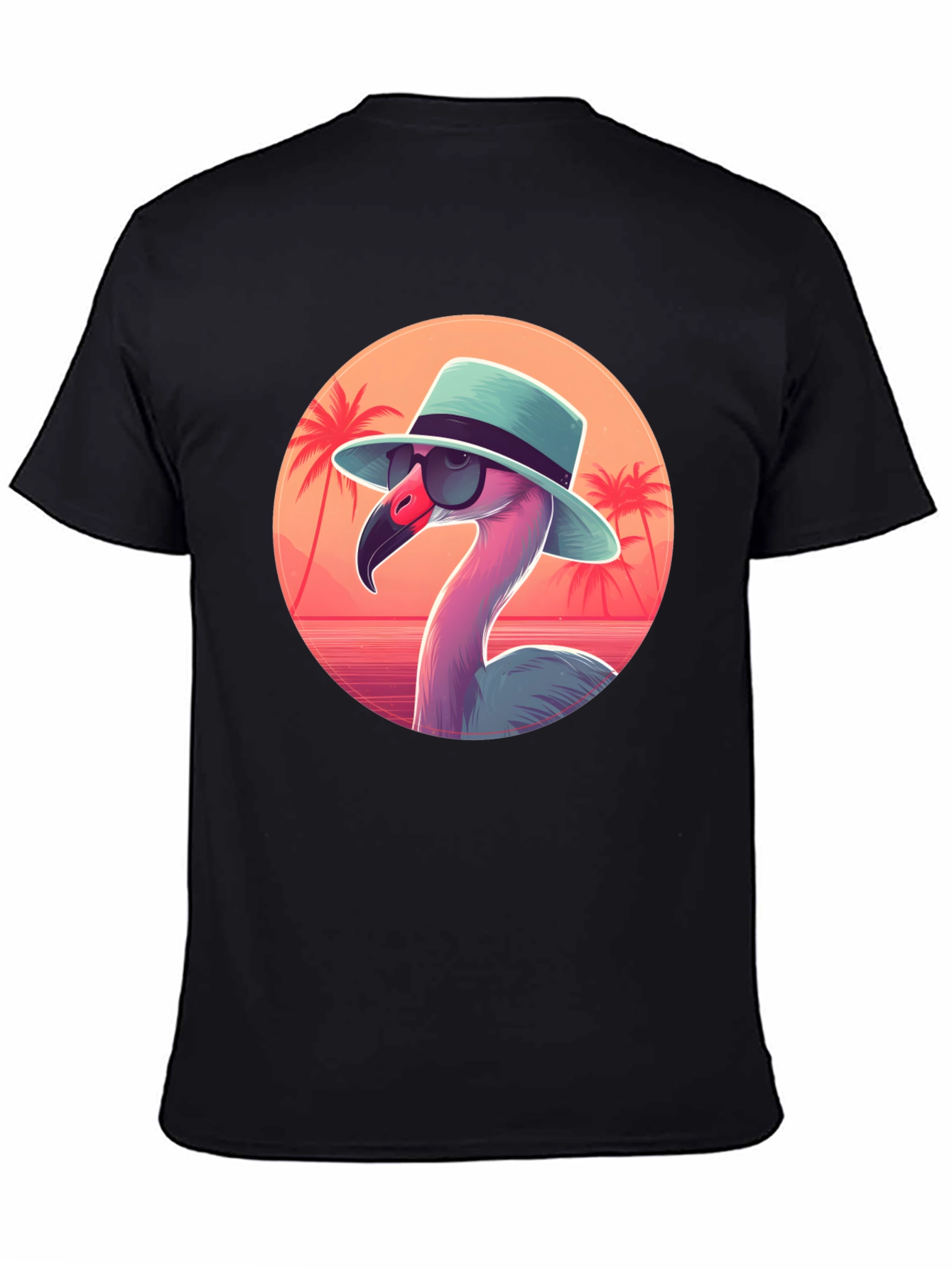 Cool Flamingo Graphic Tee - Black Cotton T-Shirt