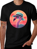 Cool Flamingo Graphic Tee - Black Cotton T-Shirt