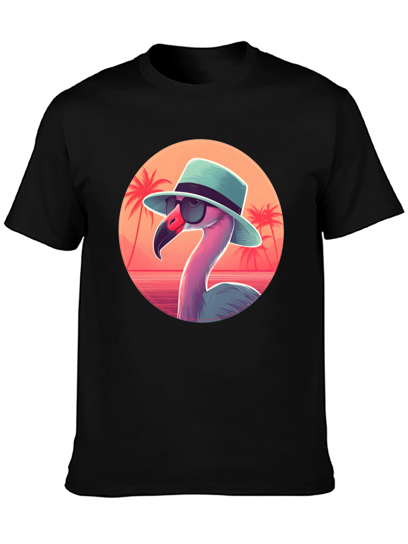 Cool Flamingo Graphic Tee - Black Cotton T-Shirt