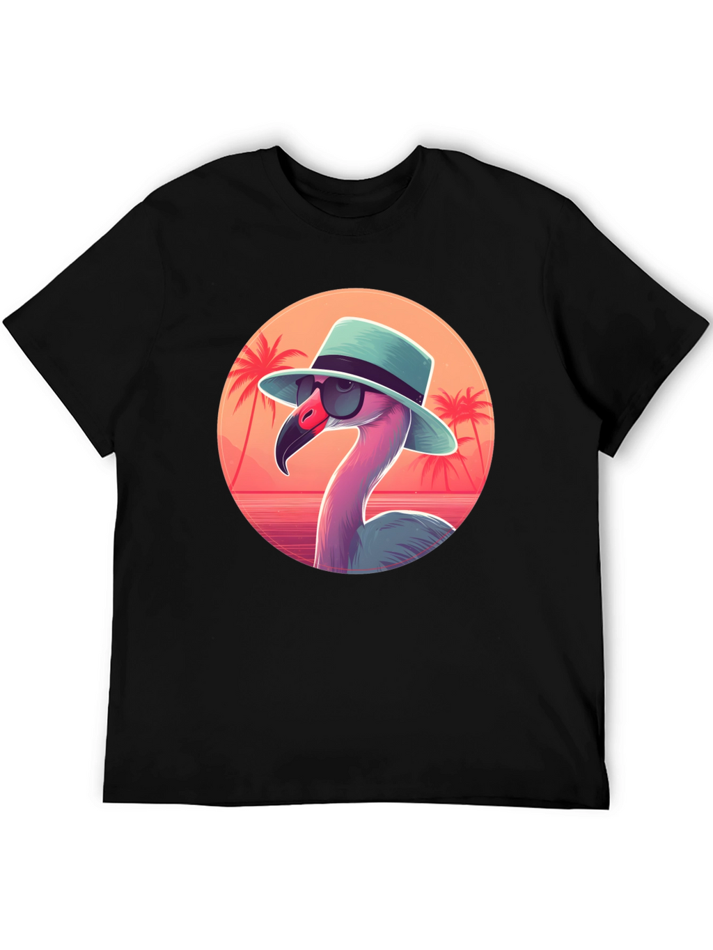 Cool Flamingo Graphic Tee - Black Cotton T-Shirt