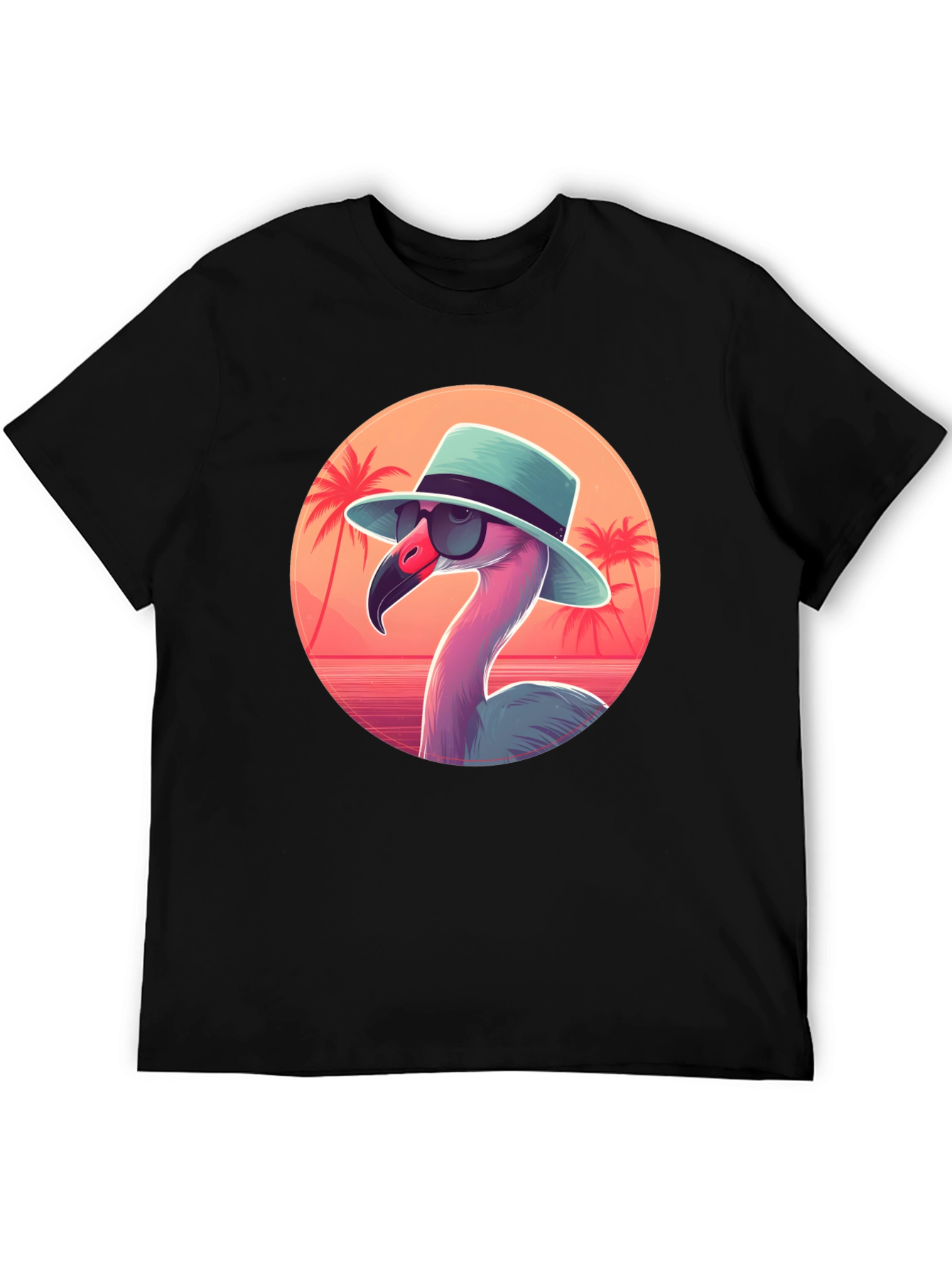 Cool Flamingo Graphic Tee - Black Cotton T-Shirt
