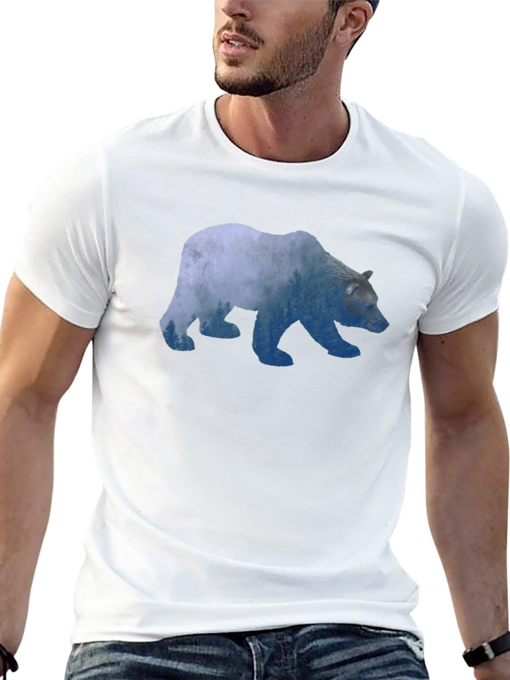 Bear Silhouette Graphic Print T-Shirt