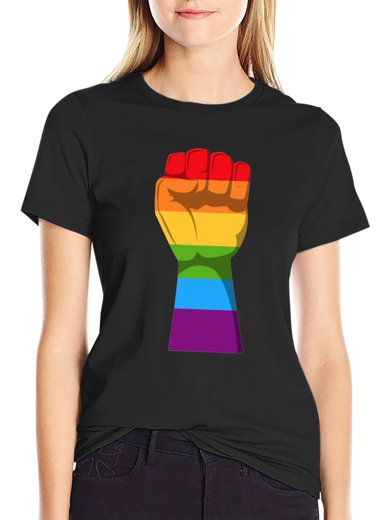 LGBT Pride Fist T-Shirt - Rainbow Colors