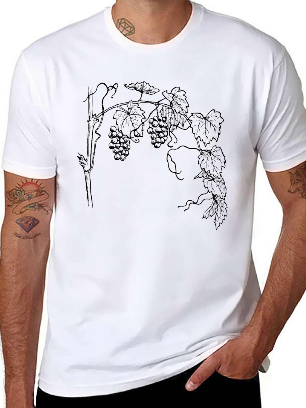Grapes Print Tee - Classic Black T-Shirt