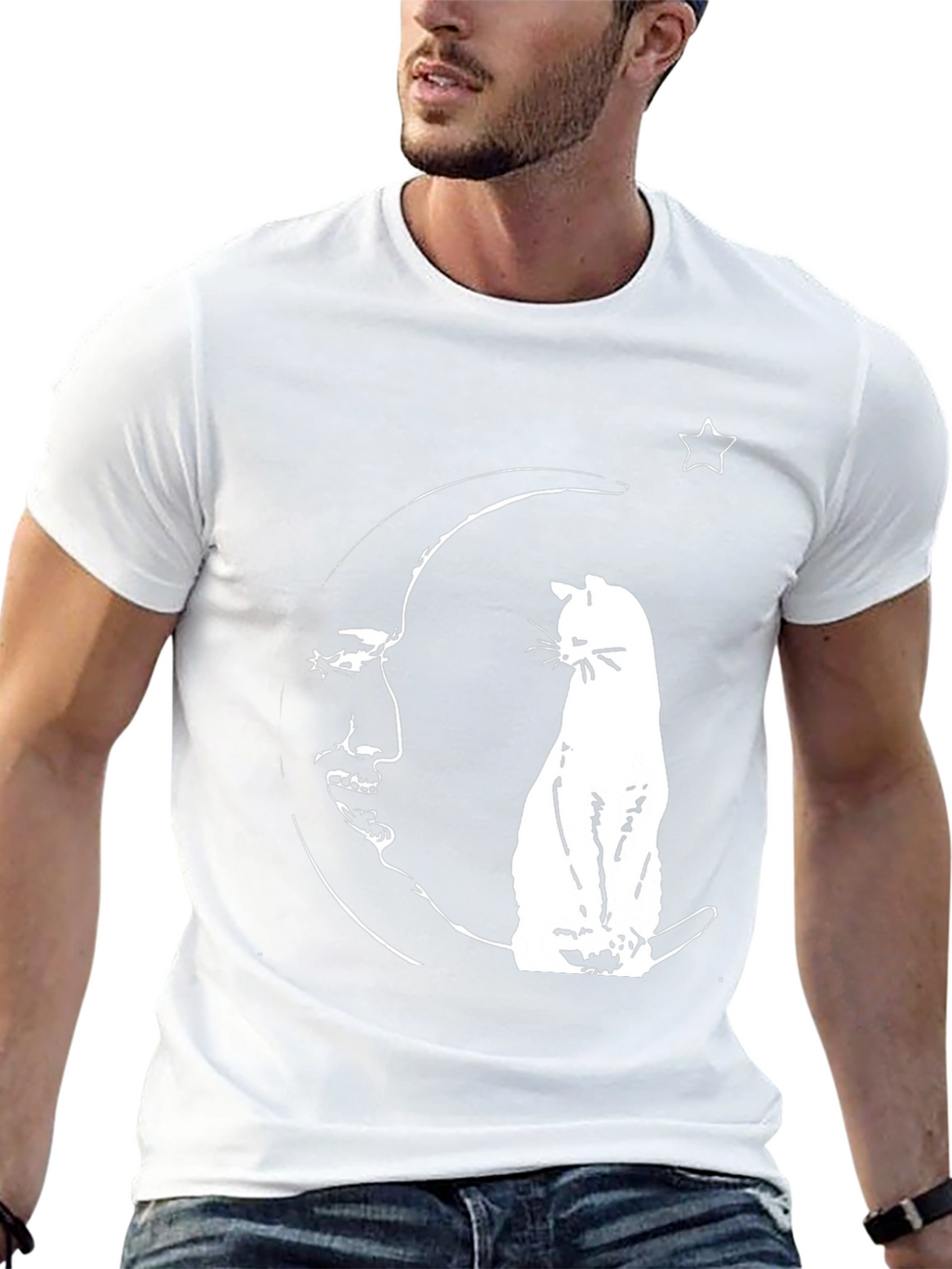 Celestial Cat Moon T-Shirt - Unique Graphic Tee