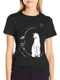 Celestial Cat Moon T-Shirt - Unique Graphic Tee