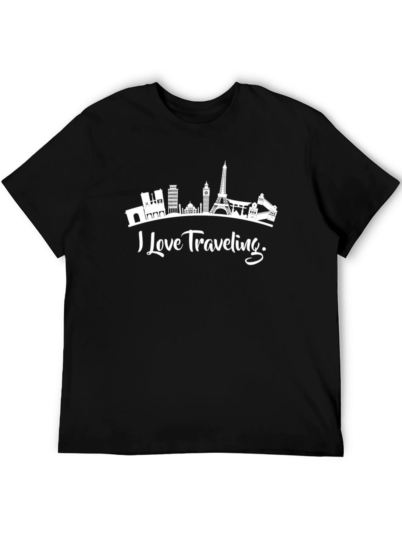 I Love Traveling Tee - Black Graphic T-Shirt