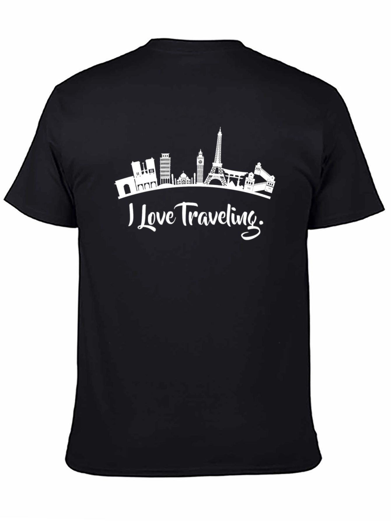I Love Traveling Tee - Black Graphic T-Shirt