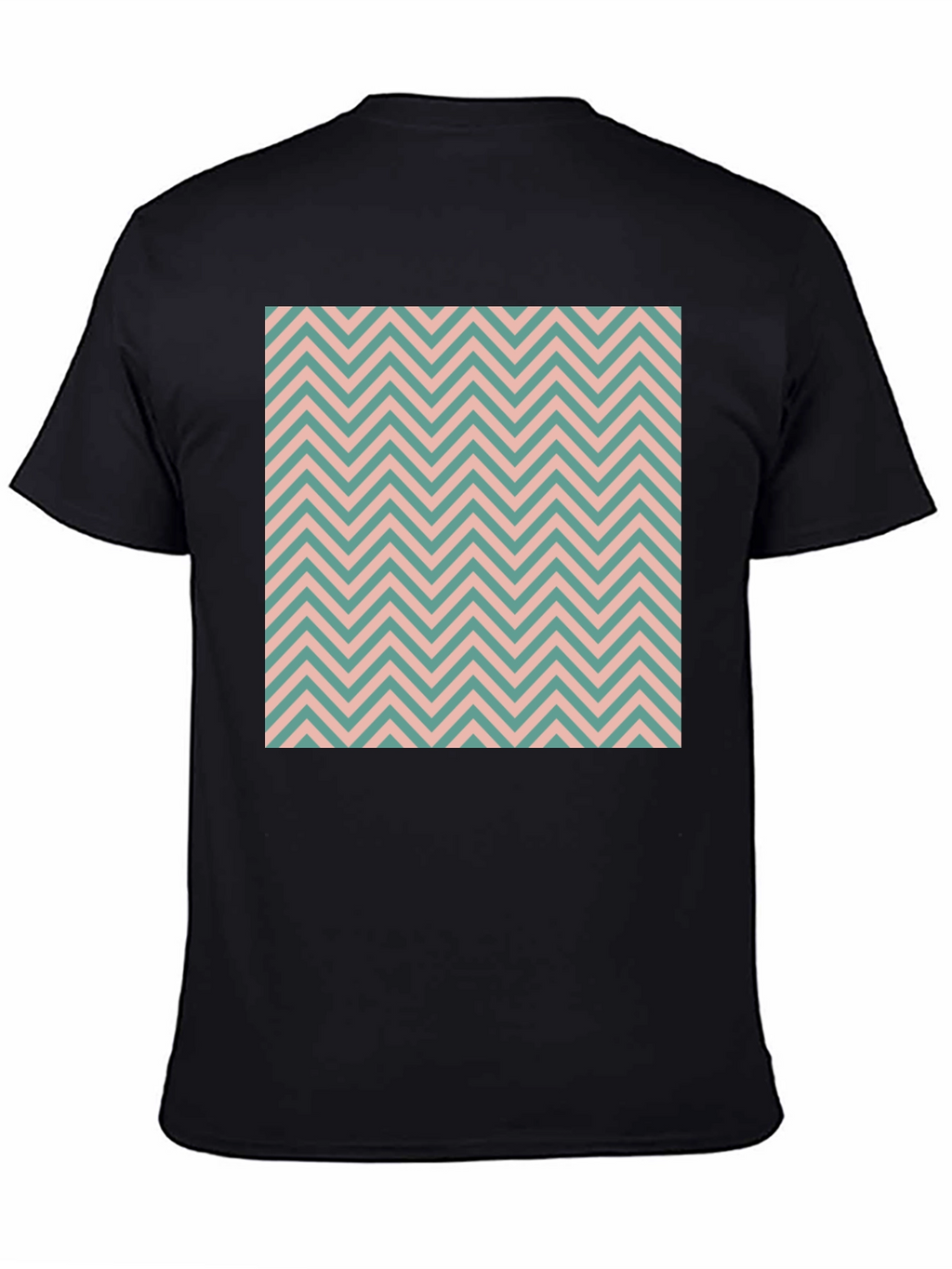 Chevron Pattern Black Cotton T-Shirt