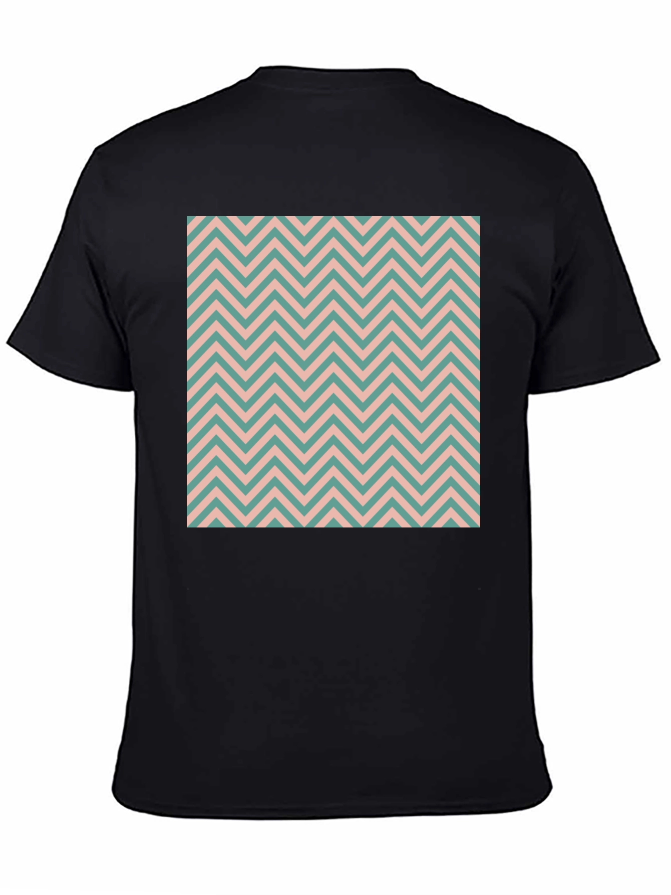 Chevron Pattern Black Cotton T-Shirt