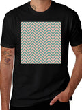 Chevron Pattern Black Cotton T-Shirt