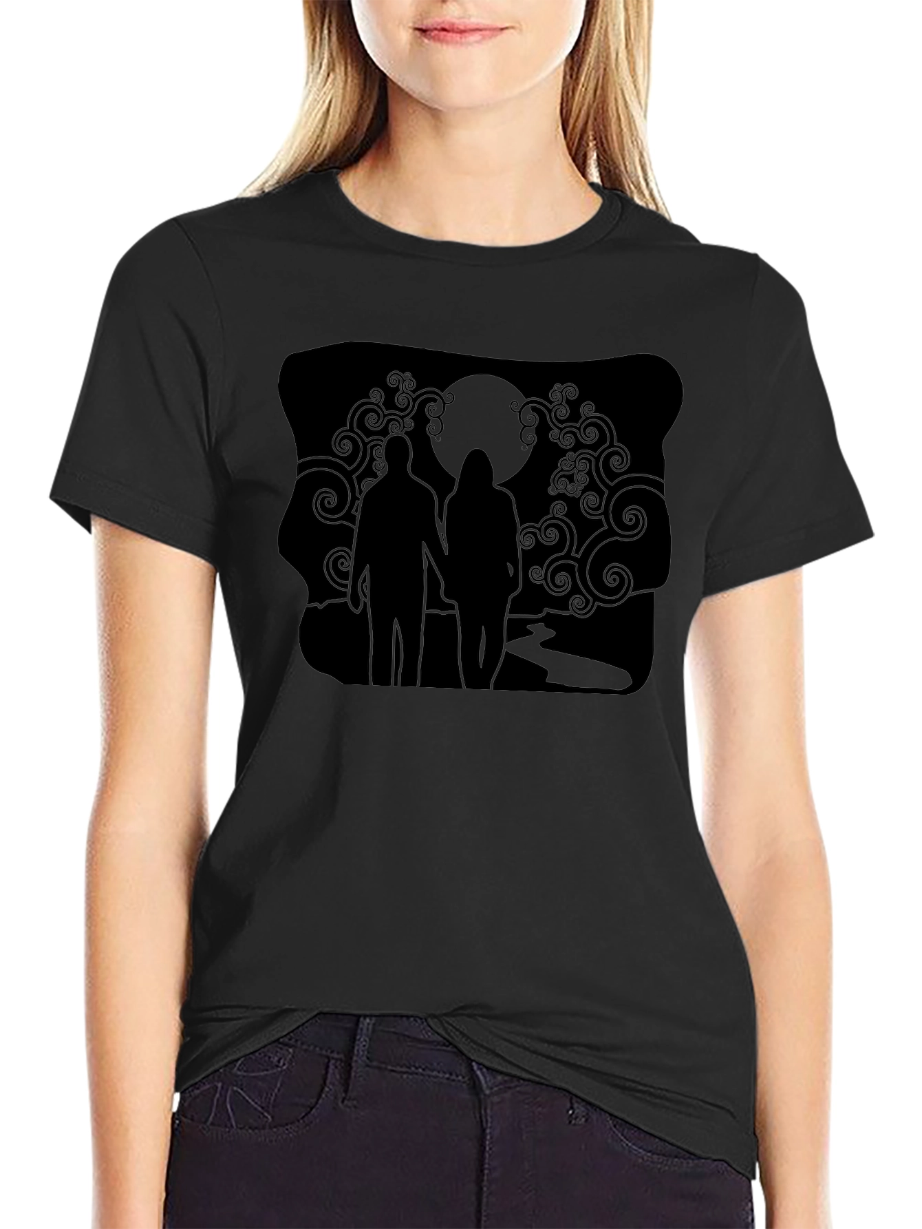 Romantic Silhouette Graphic Tee - Unisex Black T-Shirt